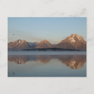 Jackson Lake Damms reflektion i Grand Teton Park Vykort