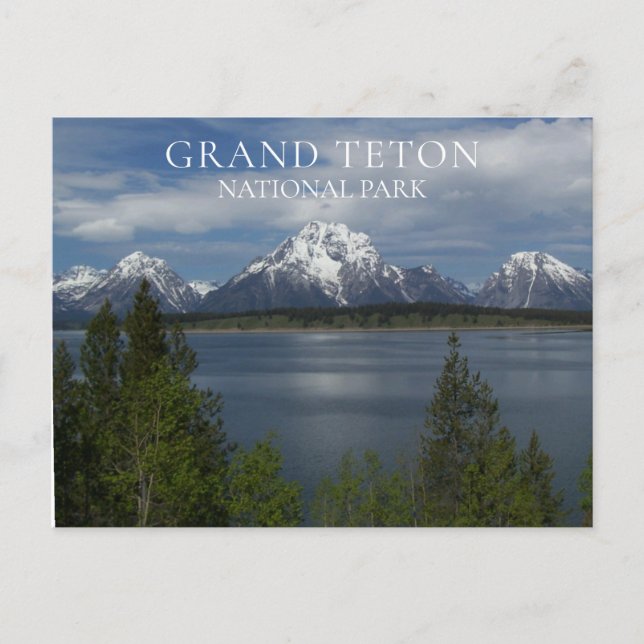 Jackson Lake, snötäckta toppar, Grand Teton Vykort (Framsida)