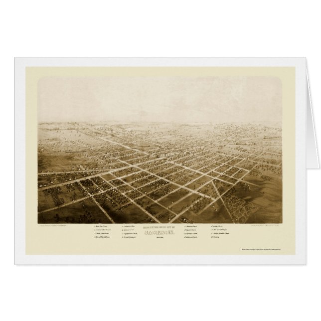 Jackson, MI Panorama-karta - 1868 Hälsningskort (Framsidan Horizontal)