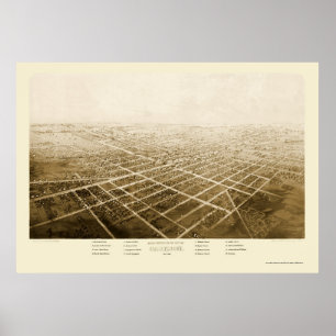 Jackson, MI Panoramic Karta - 1868 Poster