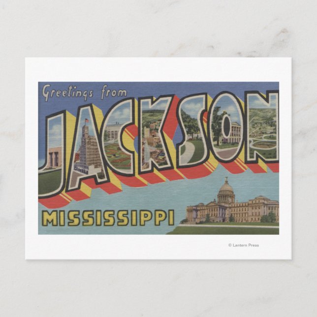 Jackson, Mississippi - Scener med stora bokstäver Vykort (Framsida)