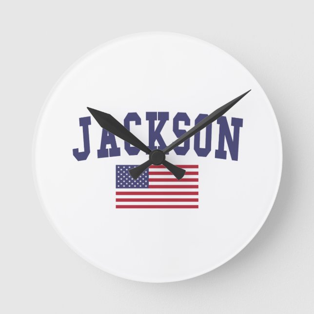 Jackson MS US Flagga Rund Klocka (Framsida)