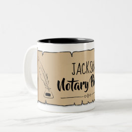 Jackson Notary Public Rulla Feather Quill Två-Tonad Mugg