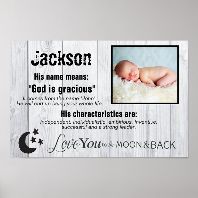 Jackson Photo och Namn Betydelse Poster (Framsidan)