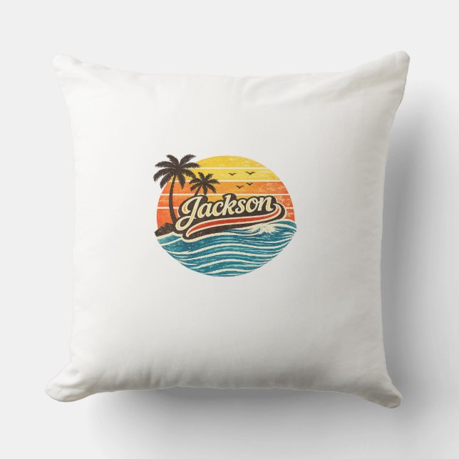 Jackson Retro Sunset Namn Design Kudde (Framsida)