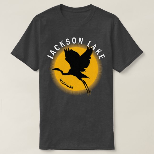 Jackson Sjö i Michigan Heron Sunrise T Shirt (Design framsida)