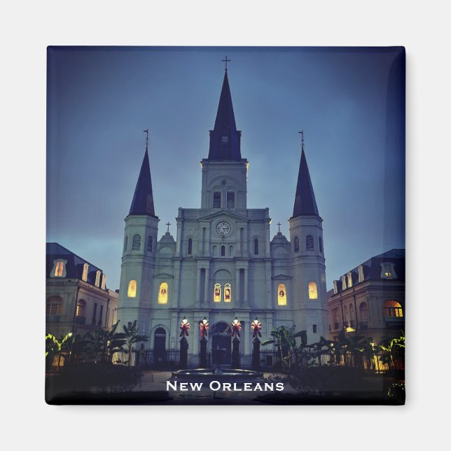 Jackson Square, New Orleans, LA Cathedral Basilica Magnet (Framsidan)