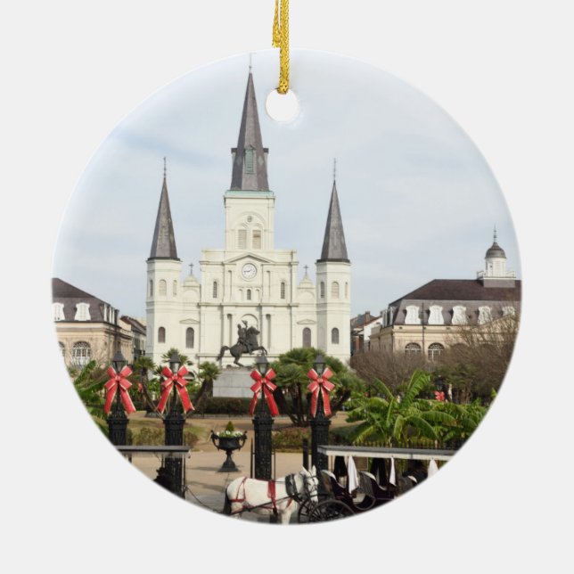 Jackson Square, Saint Louis Katedral, Julafton C Julgransprydnad Keramik (Baksidan)