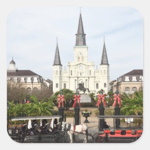 Jackson Square, Saint Louis-katedralen i Julafton Fyrkantigt Klistermärke