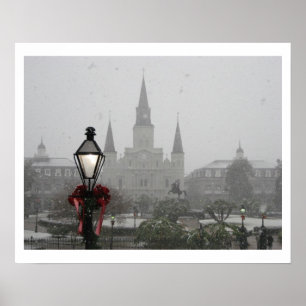 Jackson Square, St Louis-katedralen i Snö Poster