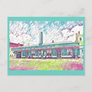 Jackson, TN Greyhound Halfway Buss Station Paintin Vykort