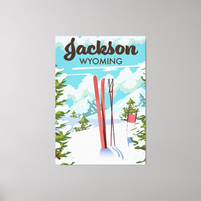 Jackson Wyoming ski poster Canvastryck (Framsida)