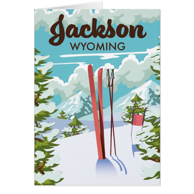 Jackson Wyoming ski poster Hälsningskort (Framsidan)