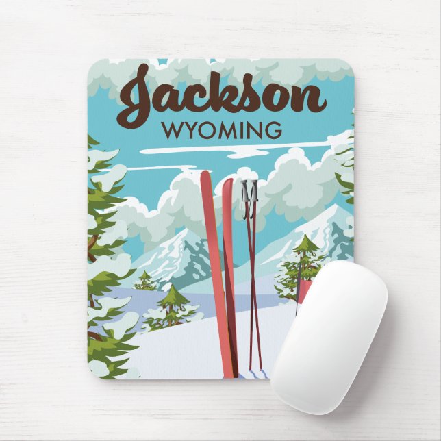 Jackson Wyoming ski poster Musmatta (Med mus)