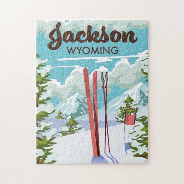 Jackson Wyoming ski poster Pussel (Vertikal)