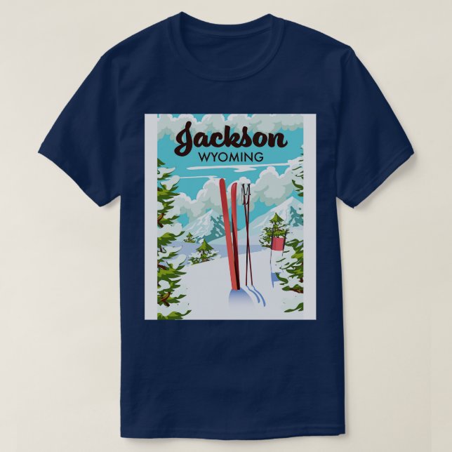 Jackson Wyoming ski poster T Shirt (Design framsida)