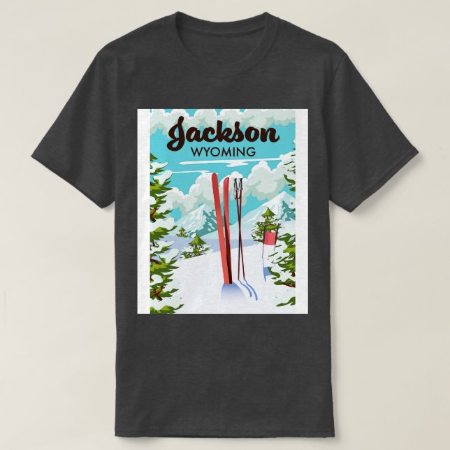 Jackson Wyoming ski poster T Shirt (Design framsida)