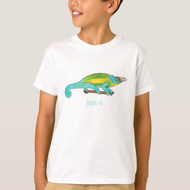 Jackson's chameleon cartoon illustration t shirt (Framsida)