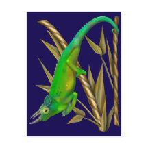 Jackson's chameleon hängande i bambu