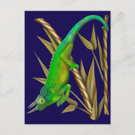 Jackson's chameleon hängande i bambu vykort