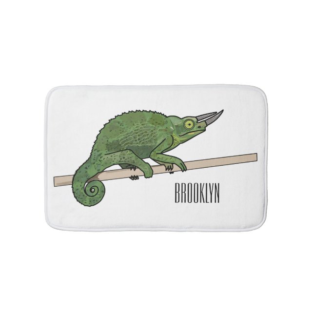 Jackson's chameleon tecknad illustration badrumsmatta (Framsidan)