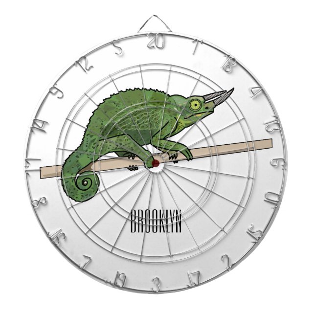 Jackson's chameleon tecknad illustration darttavla (Framsidan)