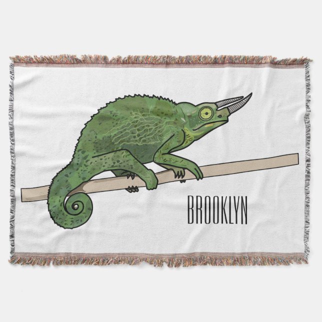 Jackson's chameleon tecknad illustration filt (Framsidan)