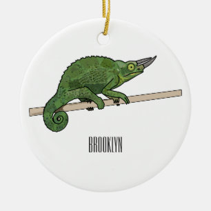 Jackson's chameleon tecknad illustration julgransprydnad keramik