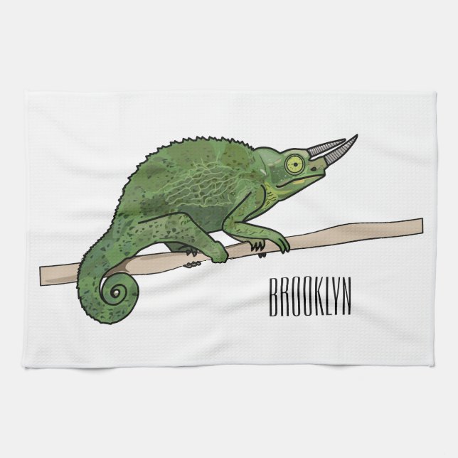 Jackson's chameleon tecknad illustration kökshandduk (Horisontell)