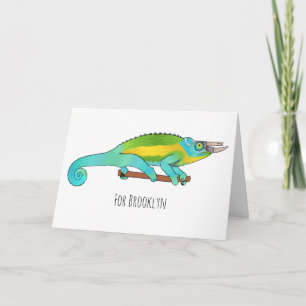 Jackson's chameleon tecknad illustration kort