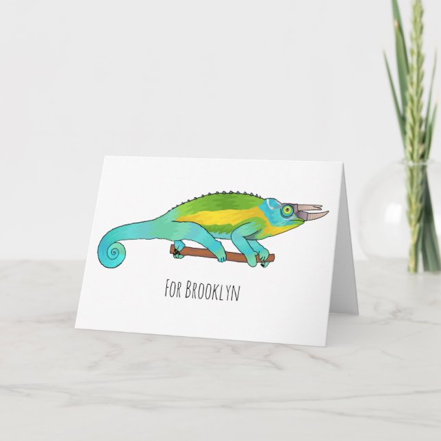 Jackson's chameleon tecknad illustration kort (Framsida)