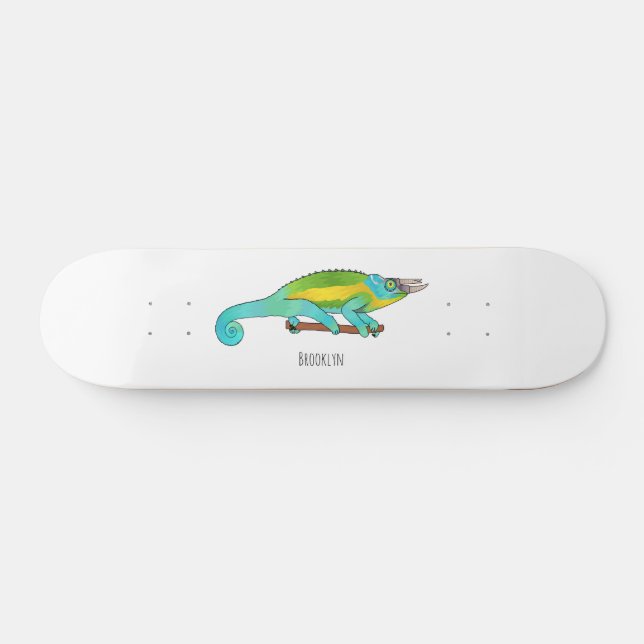 Jackson's chameleon tecknad illustration mini skateboard bräda 18,5 cm (Horz)