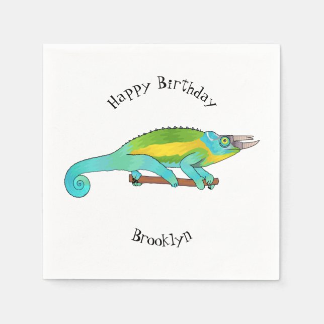 Jackson's chameleon tecknad illustration pappersservett (Framsidan)