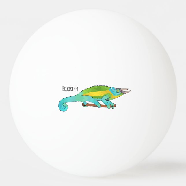Jackson's chameleon tecknad illustration pingisboll (Framsidan)