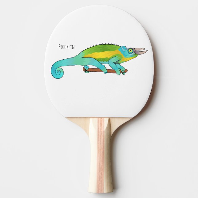 Jackson's chameleon tecknad illustration pingisracket (Framsidan)
