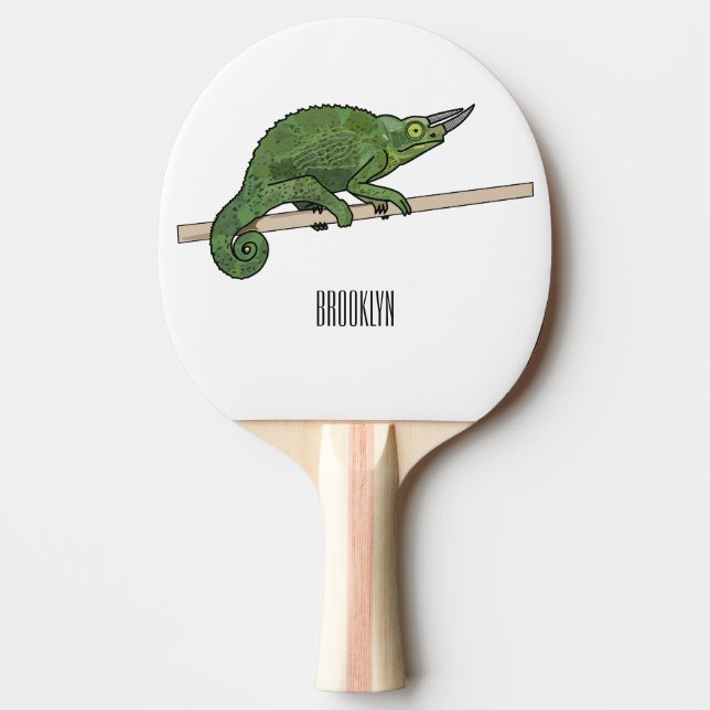 Jackson's chameleon tecknad illustration pingisracket (Framsidan)