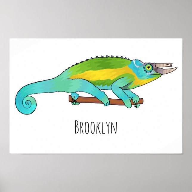 Jackson's chameleon tecknad illustration poster (Framsidan)