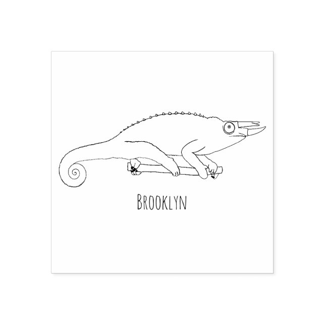 Jackson's chameleon tecknad illustration stämpel (Tryck)