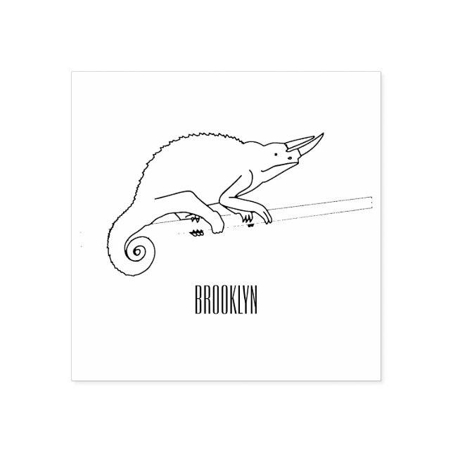 Jackson's chameleon tecknad illustration stämpel (Tryck)