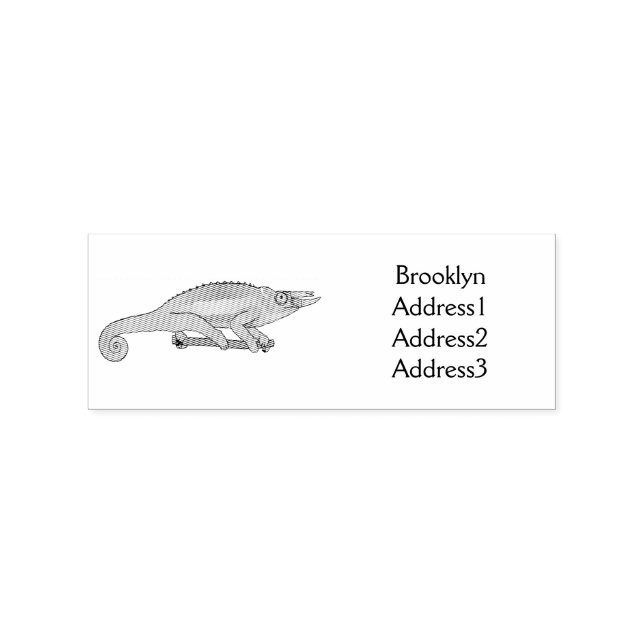 Jackson's chameleon tecknad illustration stämpel (Tryck)