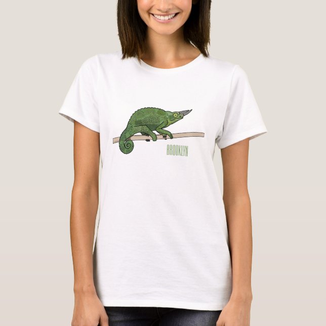 Jackson's chameleon tecknad illustration t shirt (Framsida)
