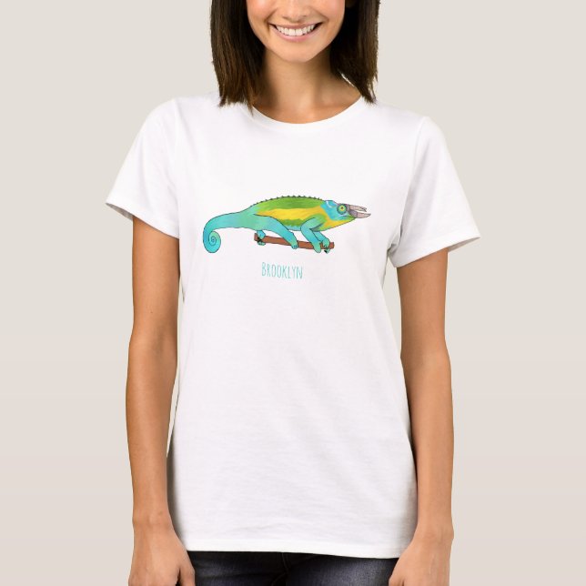 Jackson's chameleon tecknad illustration t shirt (Framsida)