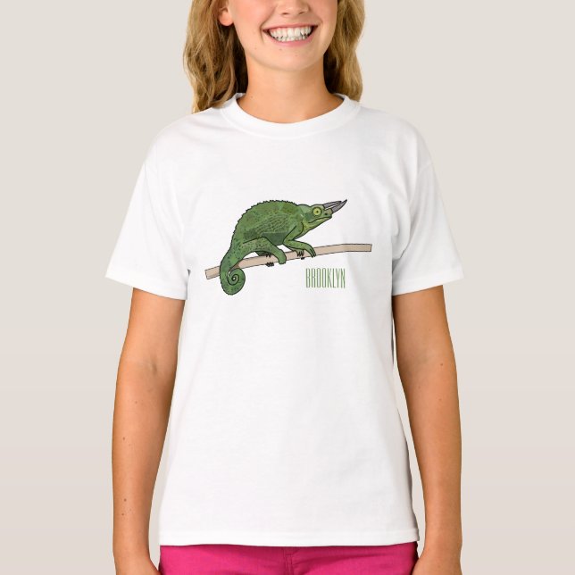 Jackson's chameleon tecknad illustration t shirt (Framsida)