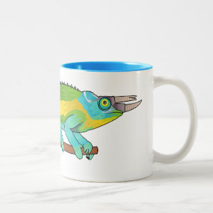 Jackson's chameleon tecknad illustration Två-Tonad mugg