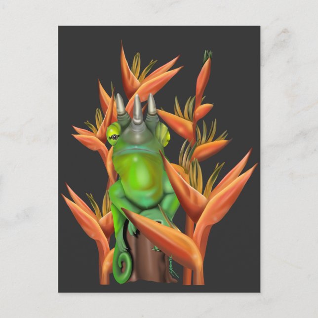 Jacksons kameleont bland paradisfåglarna  vykort (Framsida)