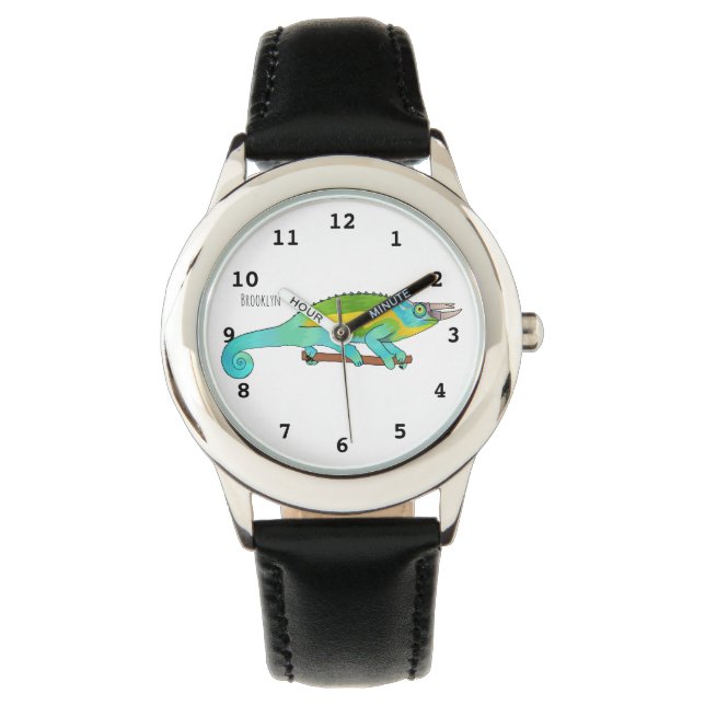 Jacksons kameleont tecknad illustration armbandsur (Framsida)