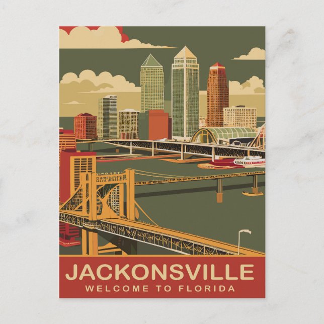 Jacksonville, Atlantkusten, Resa Vykort (Framsida)