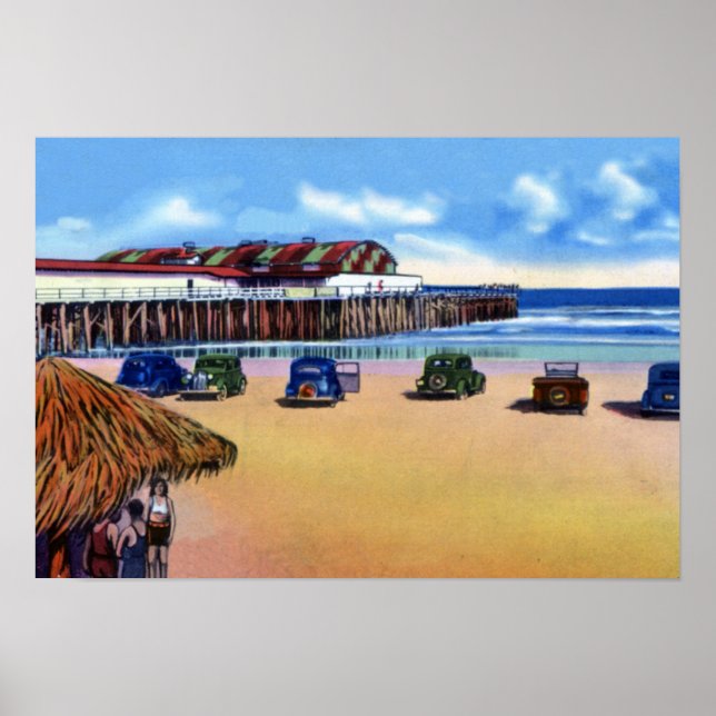 Jacksonville Beach Florida Dancing and Fishing Paj Poster (Framsidan)