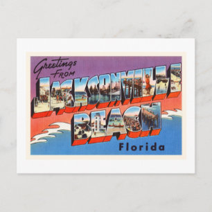 Jacksonville Beach Florida FL Old Travel Souvenir Vykort