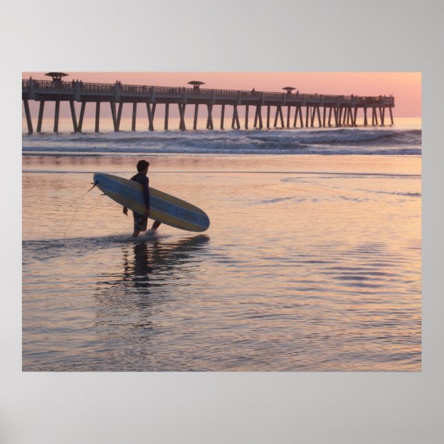 Jacksonville Beach, Florida - Surfing Poster (Framsidan)